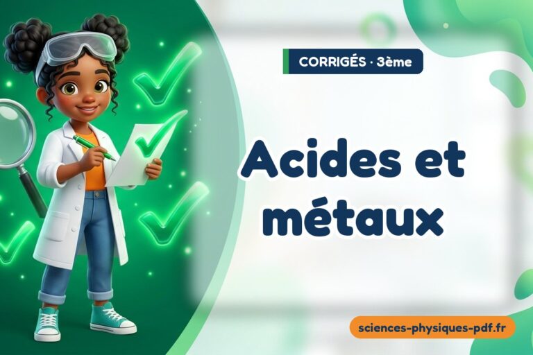 Acides et métaux : corrigé des exercices de sciences physiques 3e – PDF gratuit à télécharger et imprimer