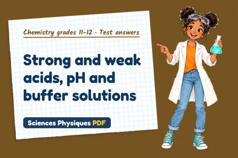Acids pH buffers test answers and mark scheme for A Level chemistry (free PDF download)