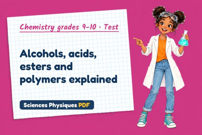 Alcohols and carboxylic acids test with answers for GCSE chemistry (free PDF download)