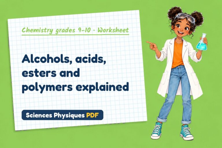 Alcohols and carboxylic acids worksheet with answers for GCSE chemistry (free PDF download)