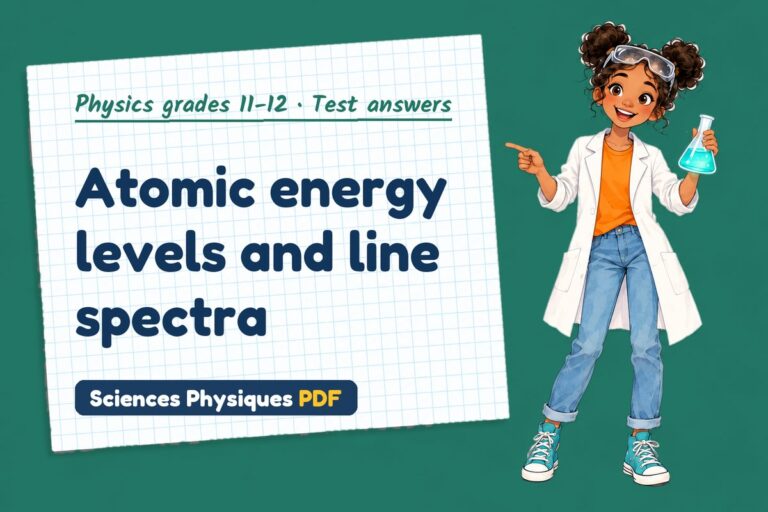 Atomic spectra test answers and mark scheme for A Level physics (free PDF download)