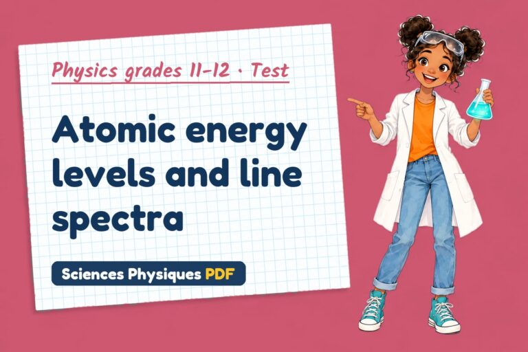 Atomic spectra test with answers for A Level physics (free PDF download)