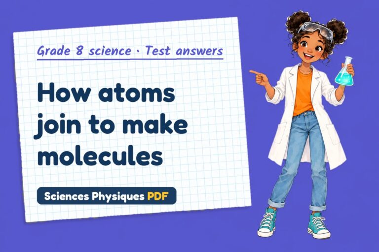 Atoms and molecules test answers and mark scheme for grade 8 science (free PDF download)