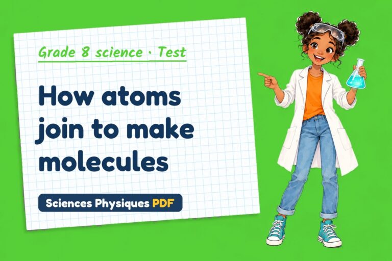 Atoms and molecules test with answers for grade 8 science (free PDF download)