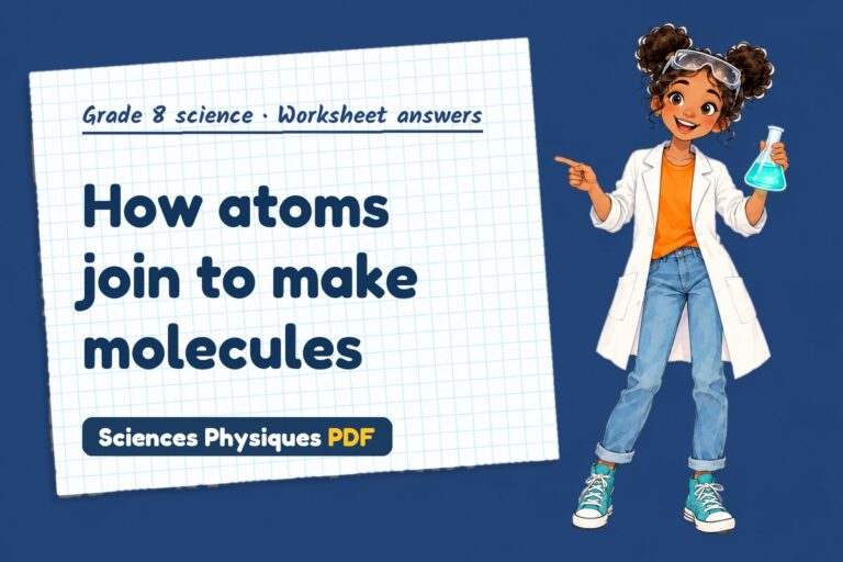Atoms and molecules worksheet answers for grade 8 science (free PDF download)