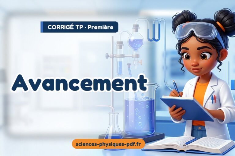 Avancement : corrigé du TP de sciences physiques première – PDF gratuit à télécharger et imprimer