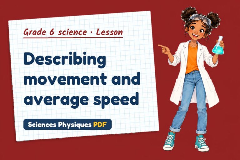 Average speed notes and lesson for grade 6 science (free PDF download)