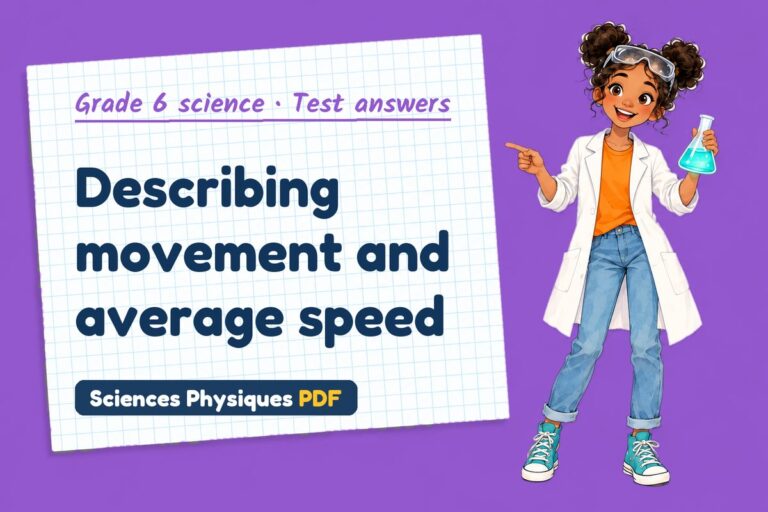 Average speed test answers and mark scheme for grade 6 science (free PDF download)