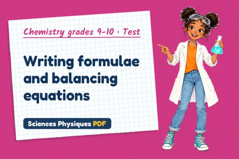 Balancing equations test with answers for GCSE chemistry (free PDF download)