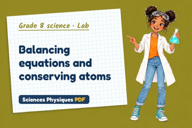 Balancing equations lab for grade 8 science: practical with sample results (free PDF download)