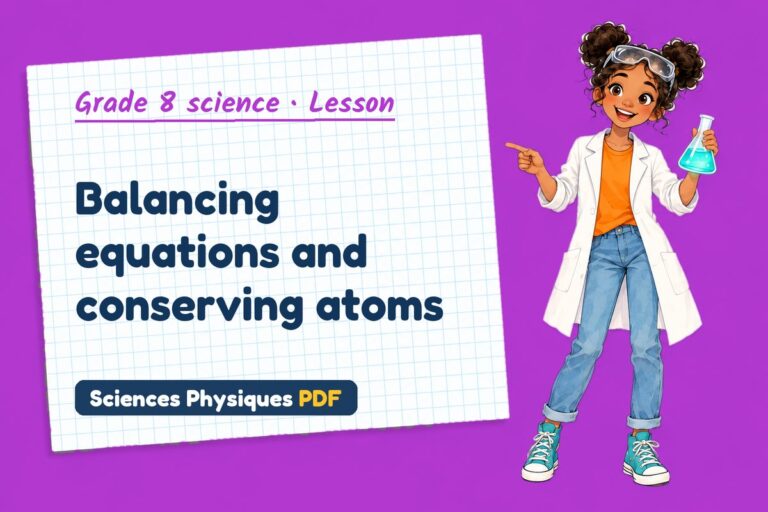 Balancing equations notes and lesson for grade 8 science (free PDF download)