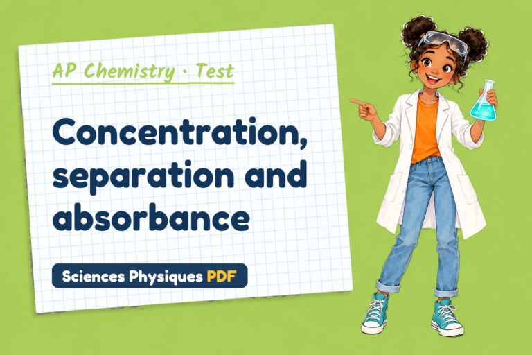 Beer-Lambert law test with answers for AP Chemistry (free PDF download)