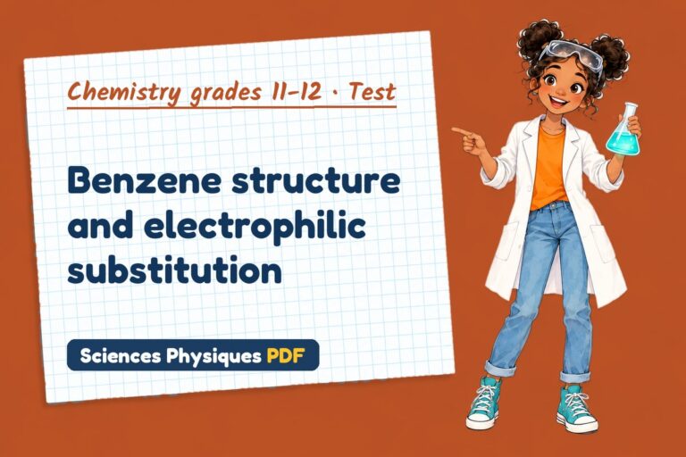 Benzene test with answers for A Level chemistry (free PDF download)