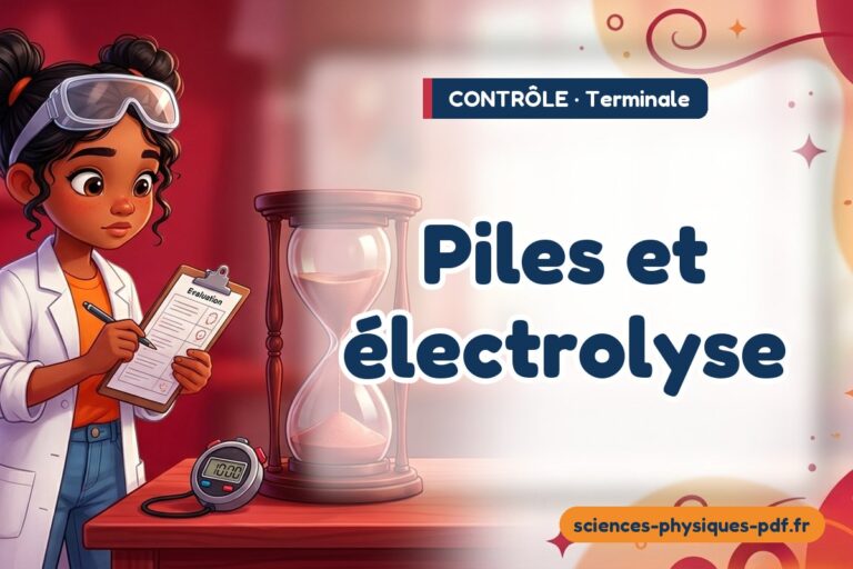 Piles et électrolyse : contrôle de sciences physiques en terminale – PDF gratuit à télécharger et imprimer