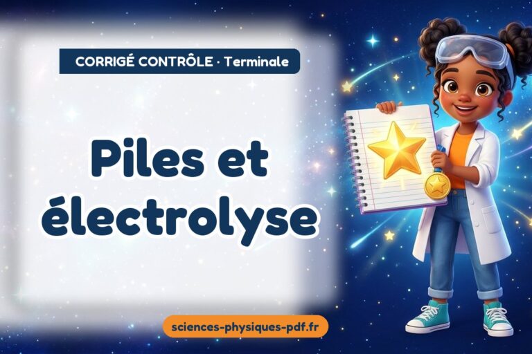 Piles et électrolyse : corrigé du contrôle de sciences physiques terminale – PDF gratuit à télécharger et imprimer