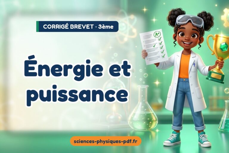 Énergie et puissance : corrigé du sujet de brevet de sciences physiques – PDF gratuit à télécharger et imprimer