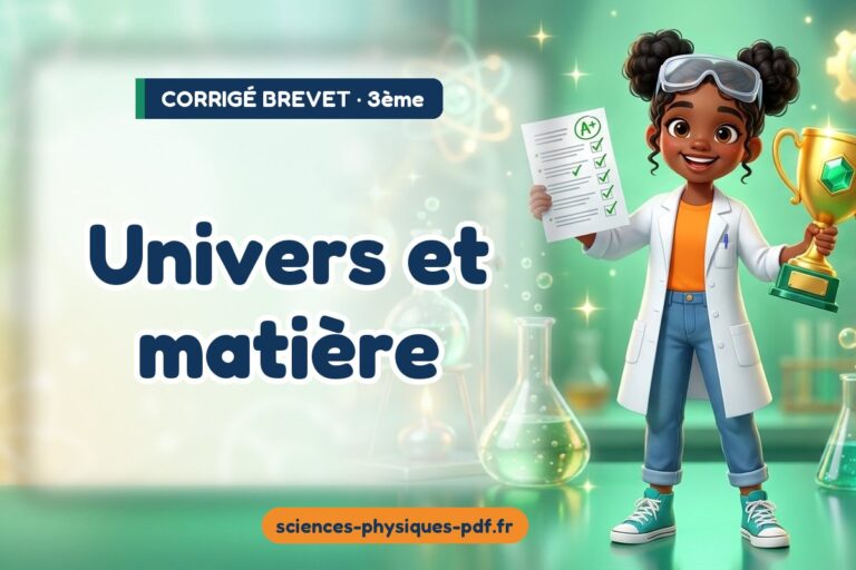 Univers et matière : corrigé du sujet de brevet de sciences physiques – PDF gratuit à télécharger et imprimer
