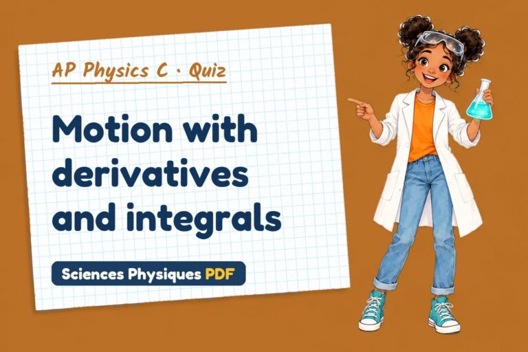 Calculus kinematics quiz for AP Physics C: 10 questions with answers