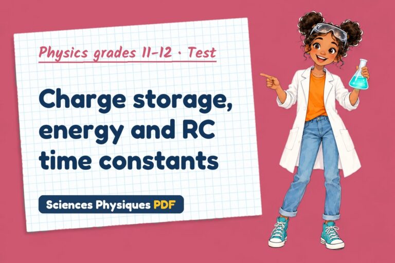 Capacitor test with answers for A Level physics (free PDF download)