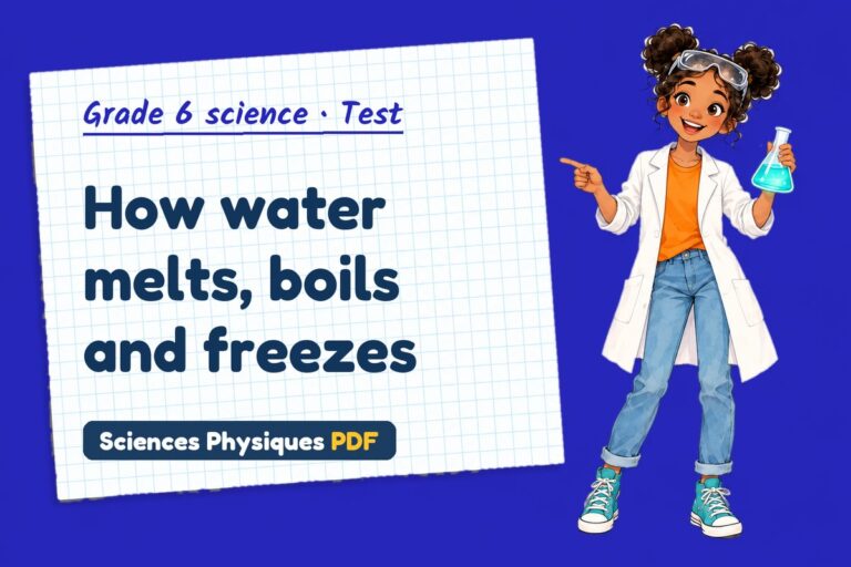 Changes of state test with answers for grade 6 science (free PDF download)