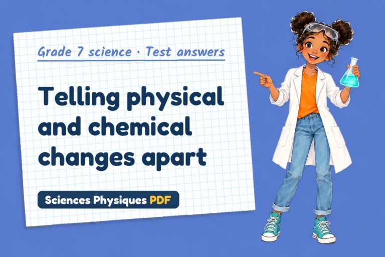 Chemical change test answers and mark scheme for grade 7 science (free PDF download)