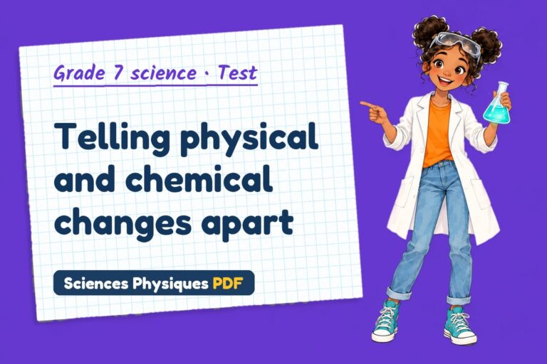 Chemical change test with answers for grade 7 science (free PDF download)