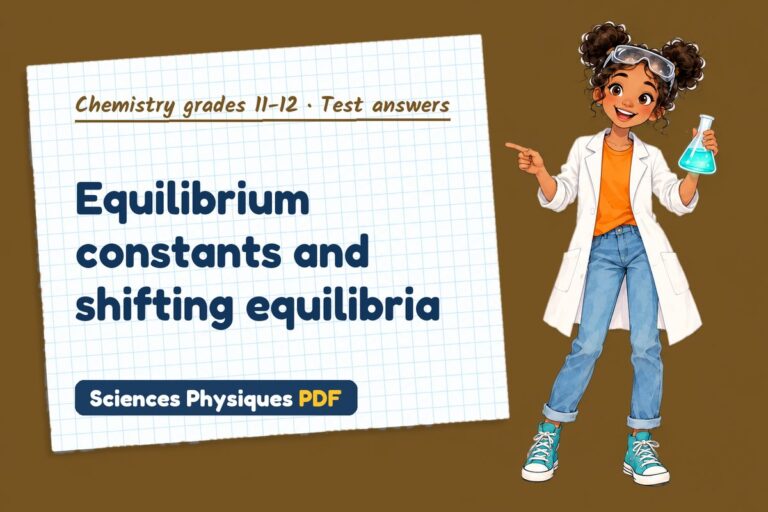 Chemical equilibrium test answers and mark scheme for A Level chemistry (free PDF download)