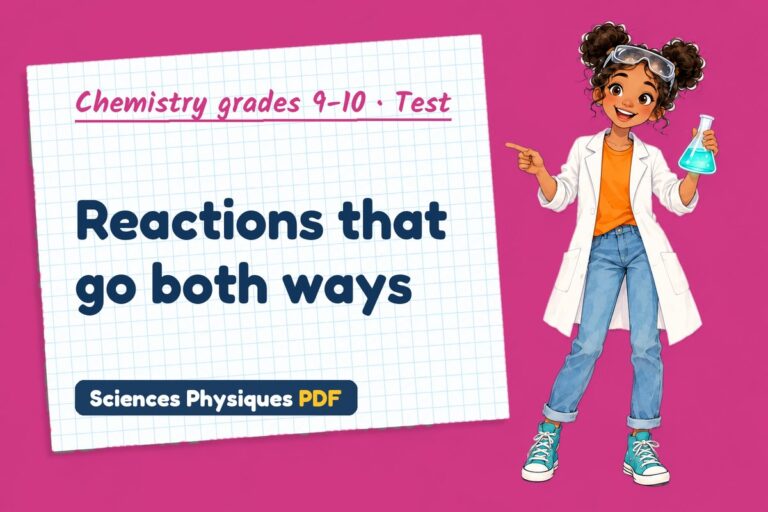 Chemical equilibrium test with answers for GCSE chemistry (free PDF download)