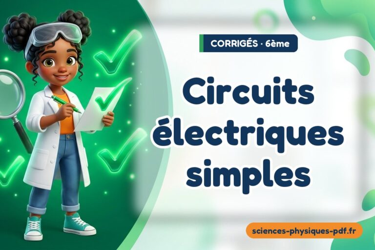 Circuits électriques simples : corrigé exercices de sciences physiques 6e – PDF gratuit à télécharger et imprimer