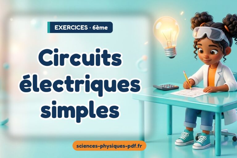 Circuits électriques simples : exercices de sciences physiques en 6e – PDF gratuit à télécharger et imprimer