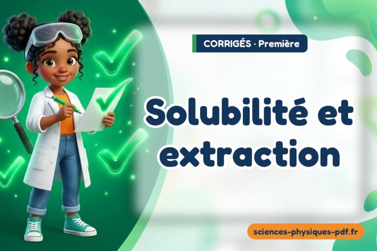 Solubilité et extraction : corrigé des exercices de physique première – PDF gratuit à télécharger et imprimer