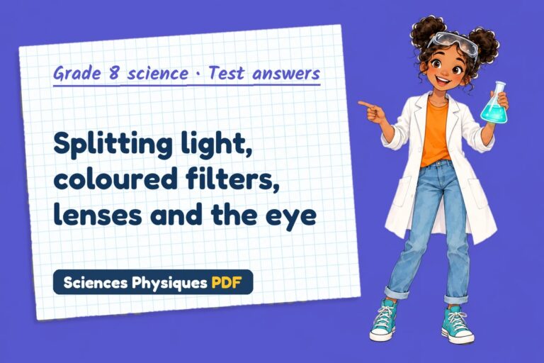 Colour and lenses test answers and mark scheme for grade 8 science (free PDF download)