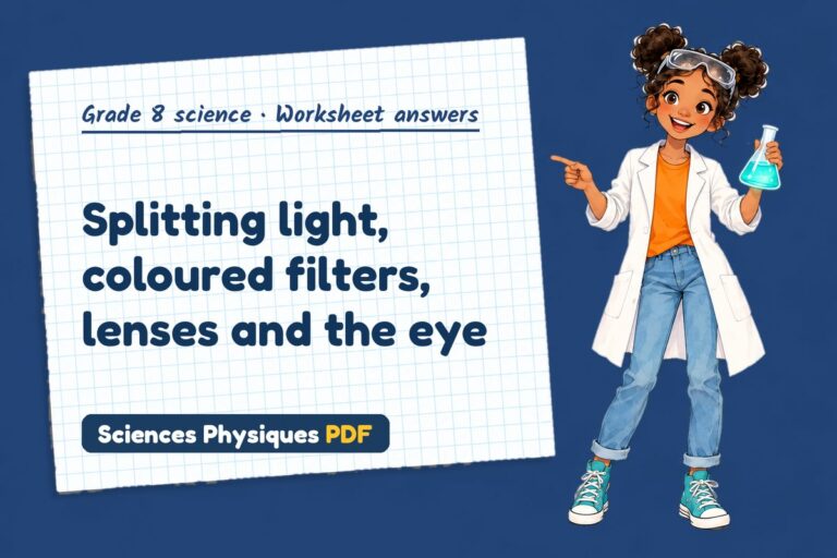 Colour and lenses worksheet answers for grade 8 science (free PDF download)