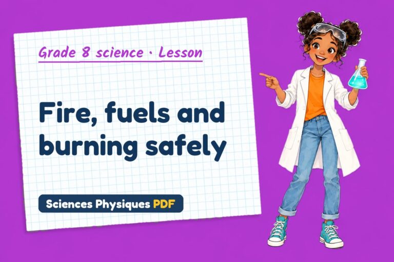 Combustion notes and lesson for grade 8 science (free PDF download)