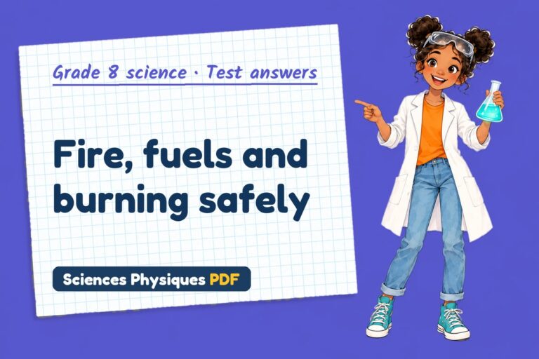 Combustion test answers and mark scheme for grade 8 science (free PDF download)
