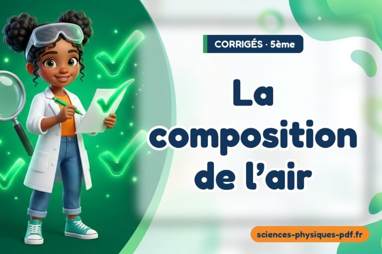 La composition de l’air : corrigé des exercices de sciences physiques 5e – PDF gratuit à télécharger et imprimer
