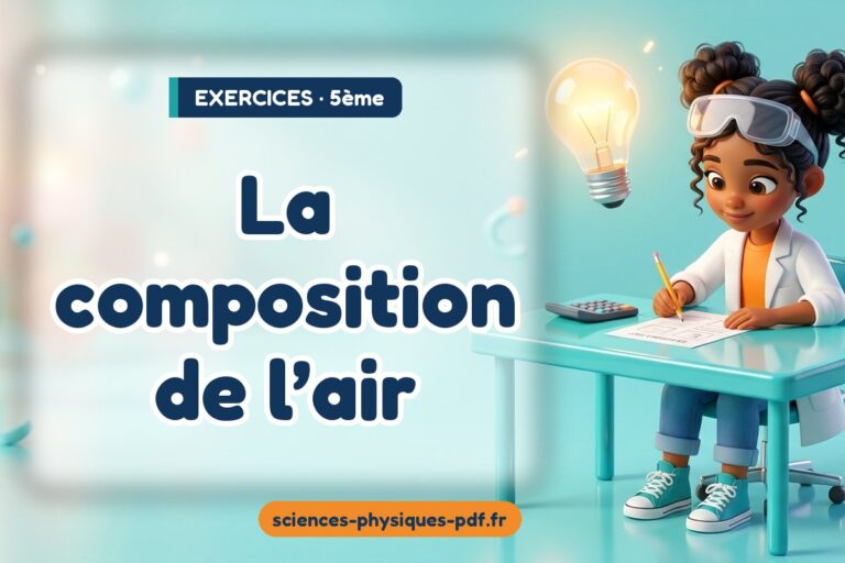 La composition de l’air : exercices de sciences physiques en 5e – PDF gratuit à télécharger et imprimer