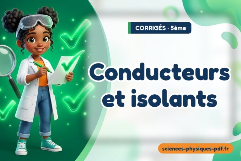 Conducteurs et isolants : corrigé des exercices de sciences physiques 5e – PDF gratuit à télécharger et imprimer
