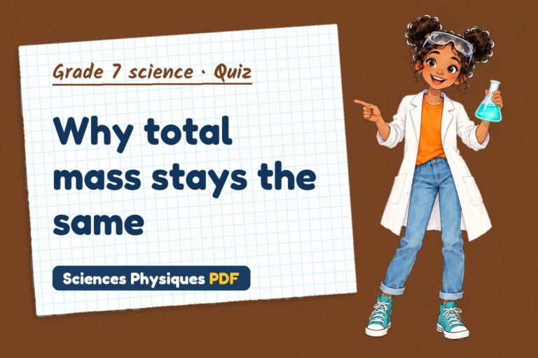 Conservation of mass quiz for grade 7 science: 10 questions with answers