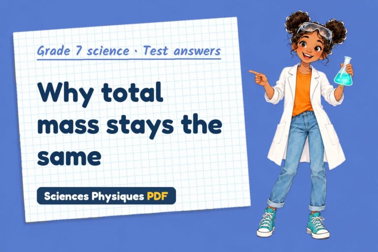 Conservation of mass test answers and mark scheme for grade 7 science (free PDF download)