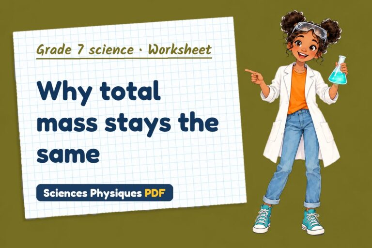 Conservation of mass worksheet with answers for grade 7 science (free PDF download)