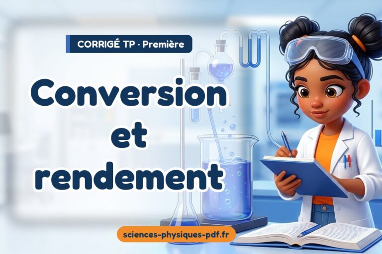 Conversion et rendement : corrigé du TP de sciences physiques première – PDF gratuit à télécharger et imprimer