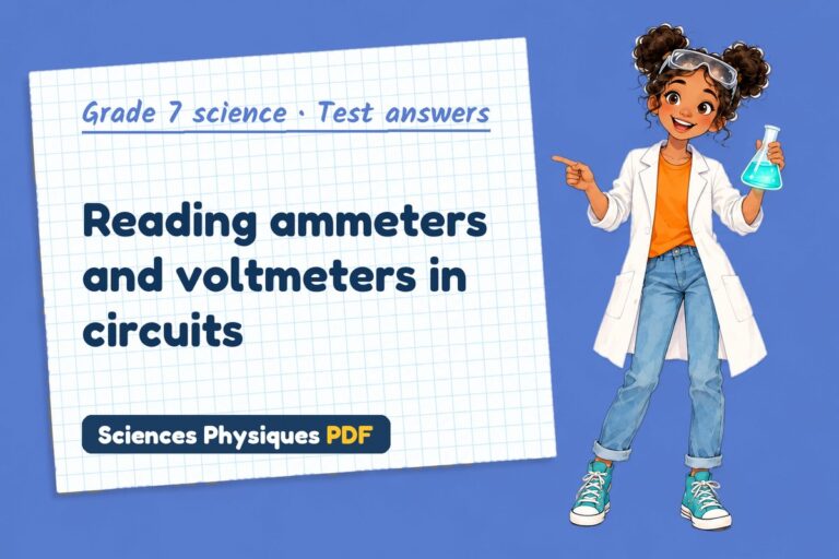 Current and voltage test answers and mark scheme for grade 7 science (free PDF download)