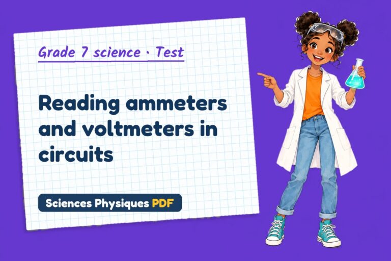 Current and voltage test with answers for grade 7 science (free PDF download)