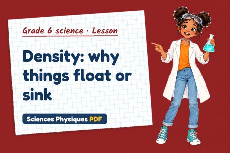 Density notes and lesson for grade 6 science (free PDF download)