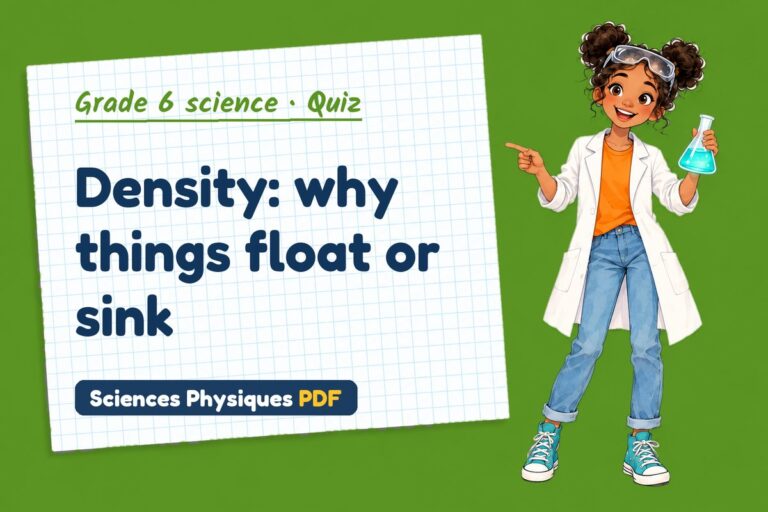 Density quiz for grade 6 science: 10 questions with answers