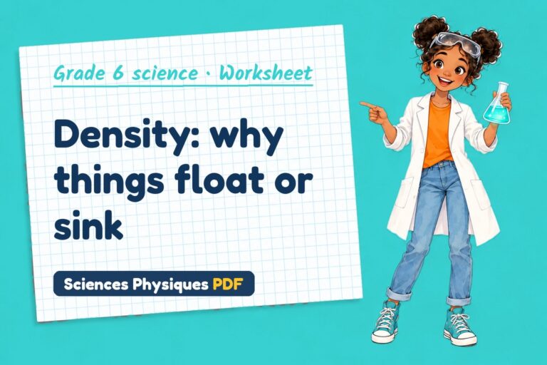 Density worksheet with answers for grade 6 science (free PDF download)
