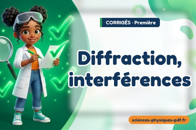 Diffraction, interférences : corrigé des exercices de physique première – PDF gratuit à télécharger et imprimer
