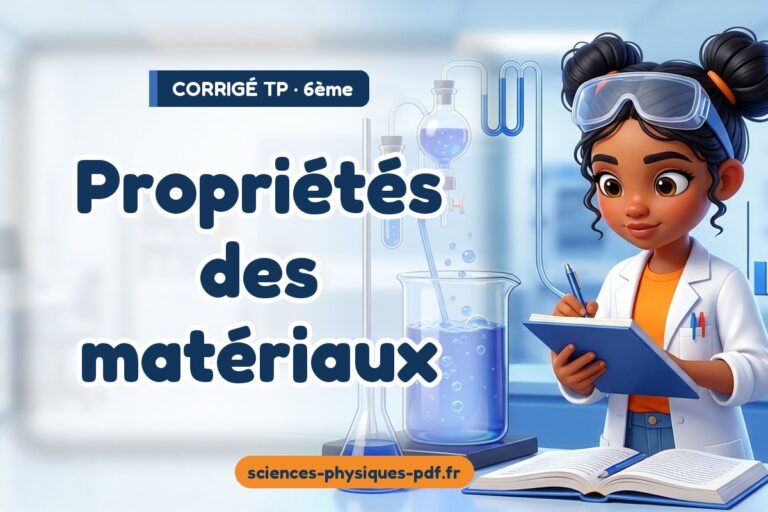 Propriétés des matériaux : corrigé du TP de sciences physiques 6e – PDF gratuit à télécharger et imprimer