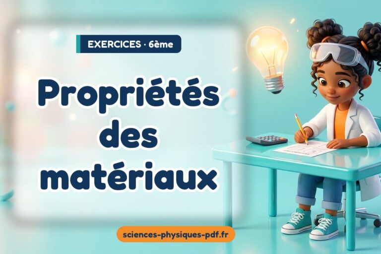 Propriétés des matériaux : exercices de sciences physiques en 6e – PDF gratuit à télécharger et imprimer